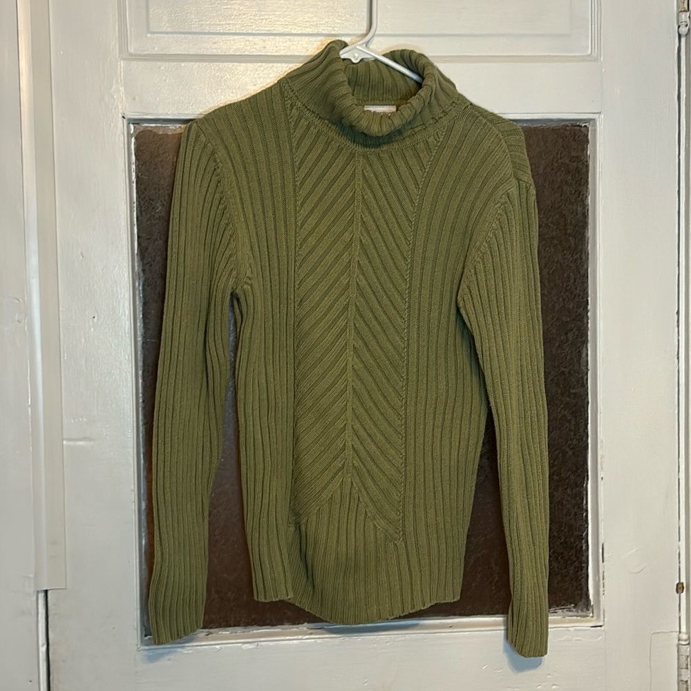 Madison & Max Women’s Light Green Knit Turtleneck Ribbed Sweater Size Medium